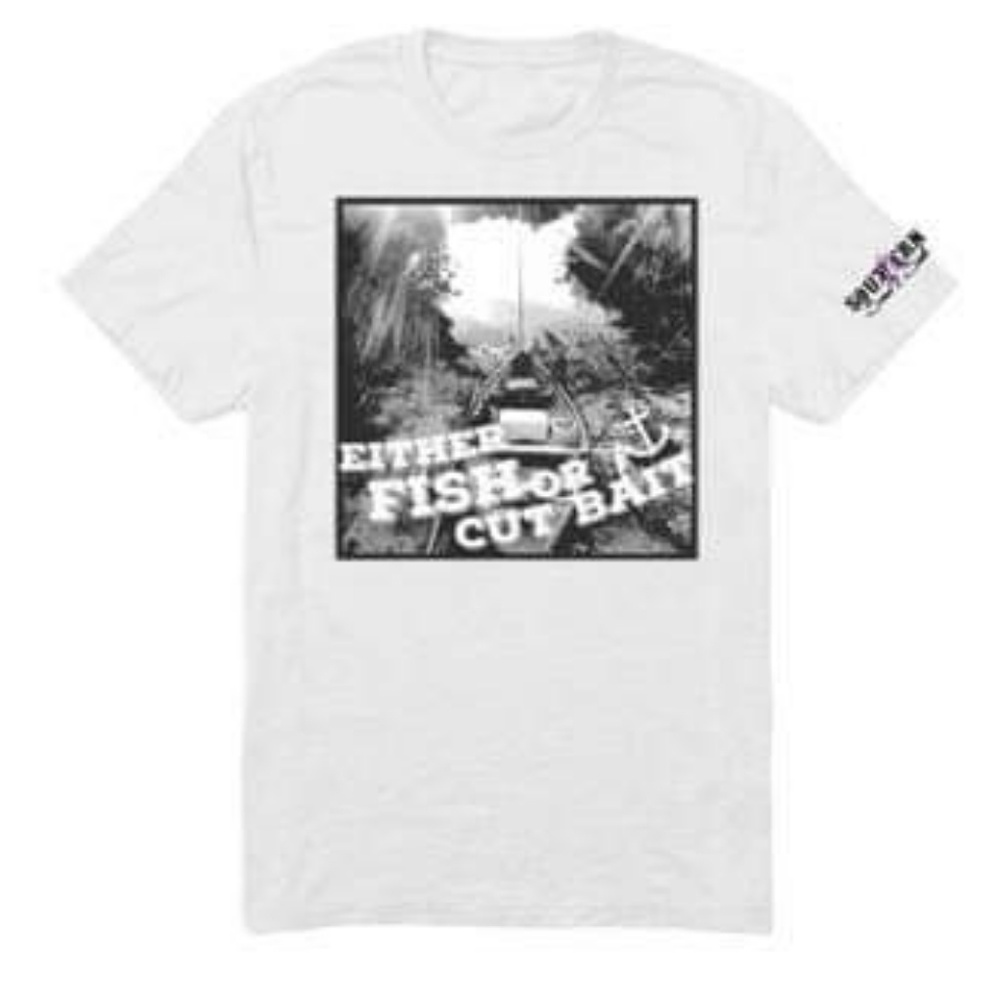Yellow "cut bait" fishing shirt